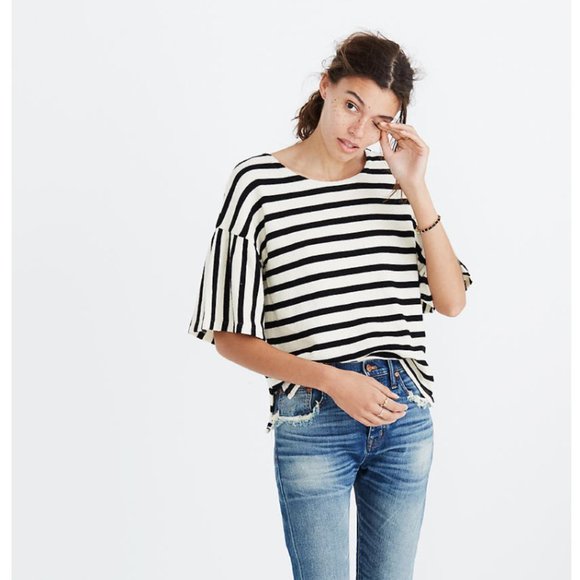 Madewell Striped Bell-Sleeve Top - Picture 1 of 4